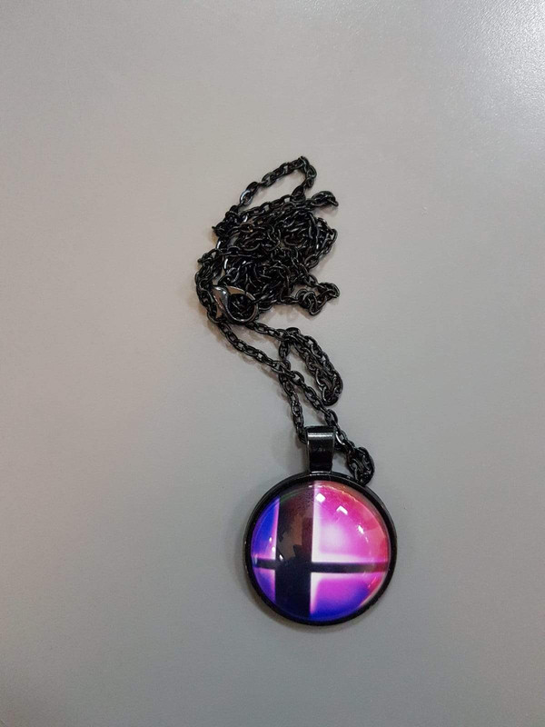 Super Smash Bros Ball Pink and Black Necklace - قلادة